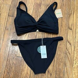 NWT boden Black Women's bikini twist front 2 piece swim Set size 6 US